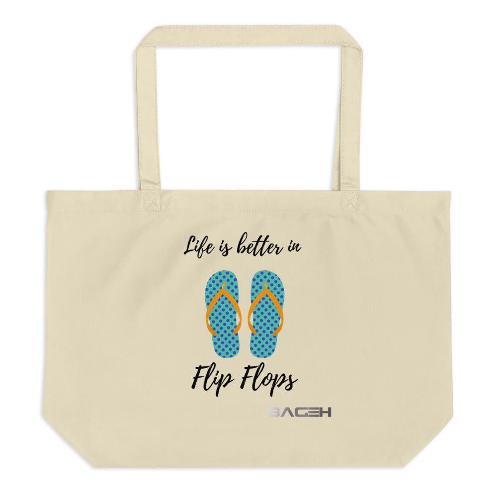 Organic Flip Flops Tote Bag Large
