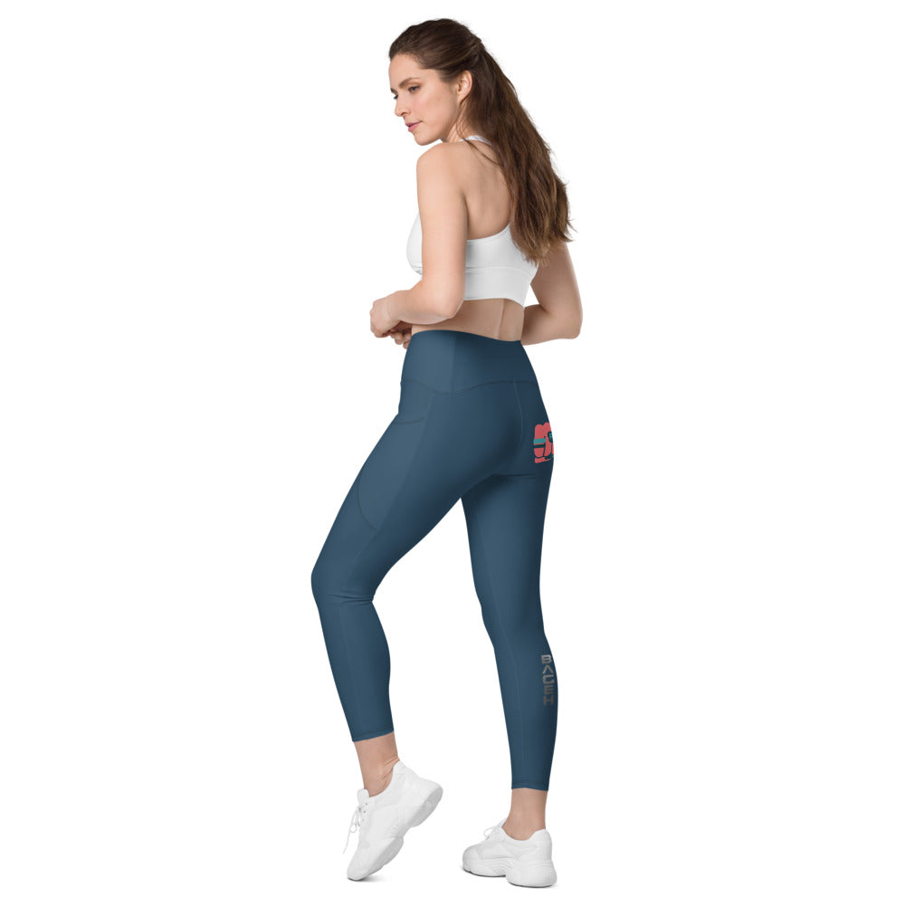 Women Crossover Leggings with Pockets Regular Fit and Plus Size