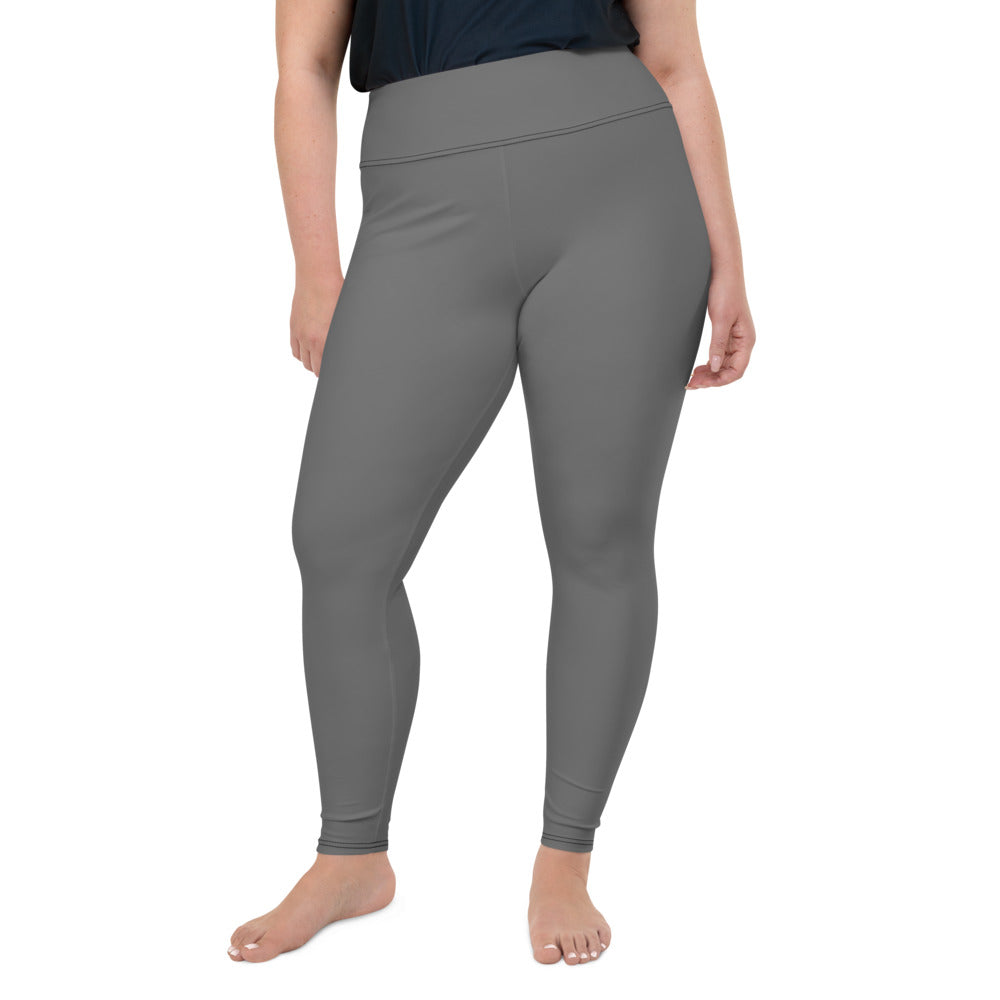Women Grey Plus Size Long Leggings High Waist