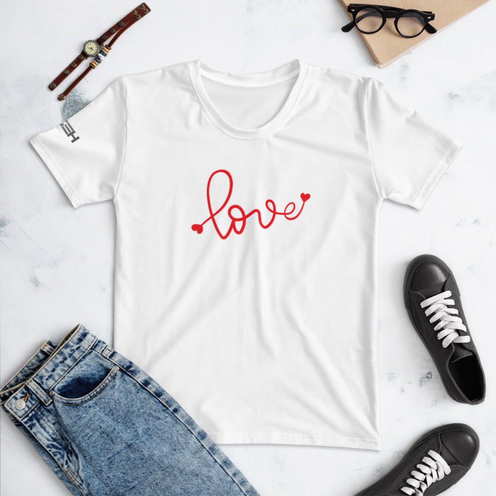 Women White Love Tee