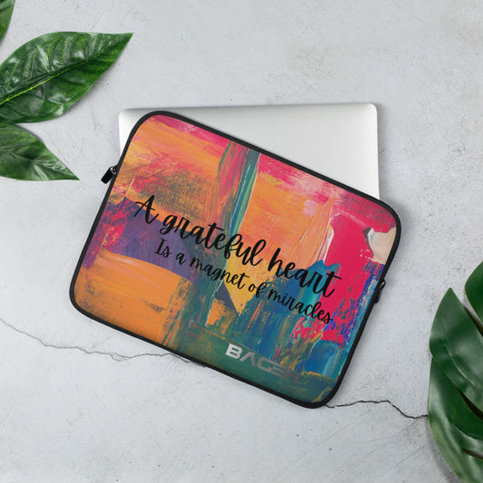 Water resistant Laptop Sleeve Grateful Heart Design